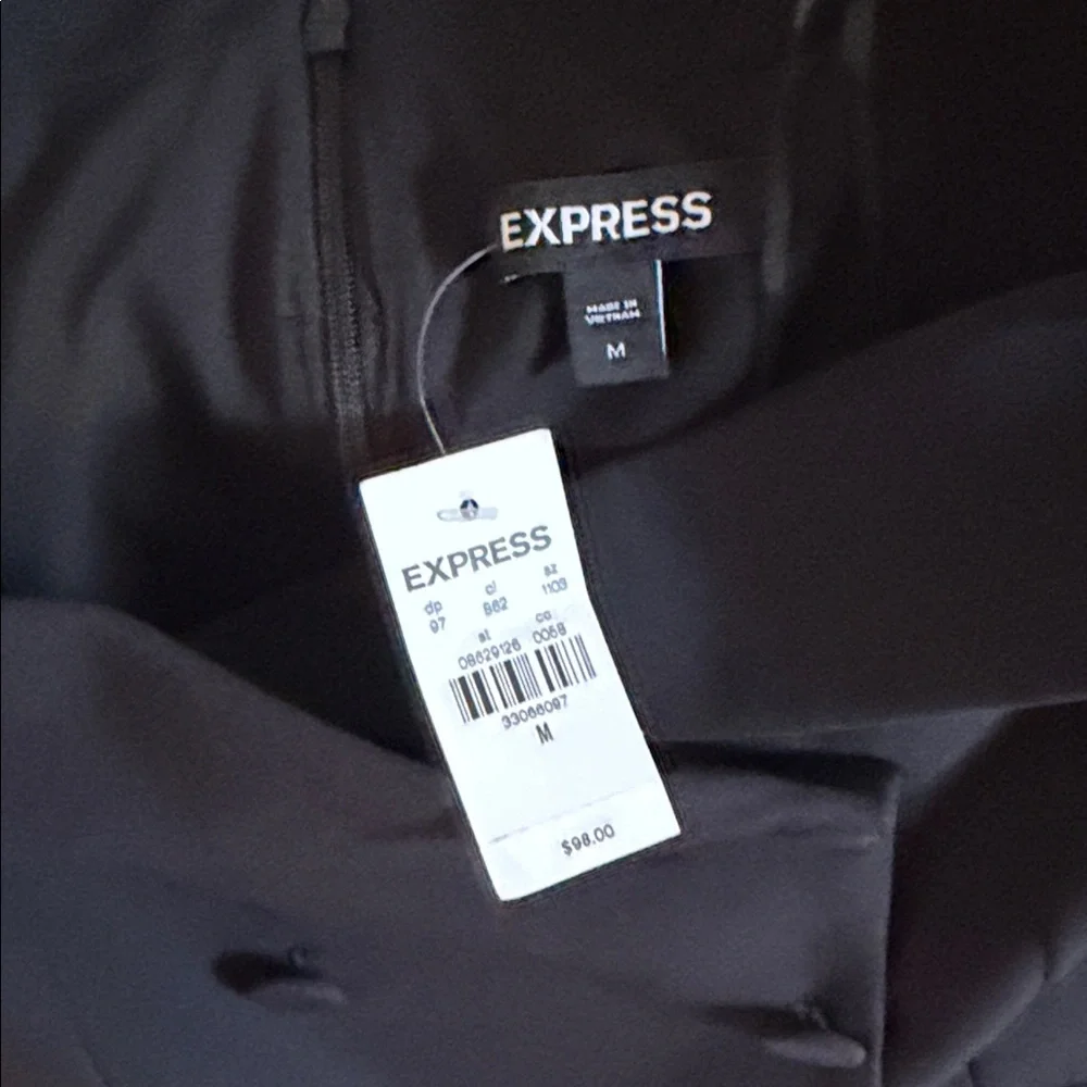 Express Off-Shoulder Double-Breasted Black Top - Picture 2 of 7
